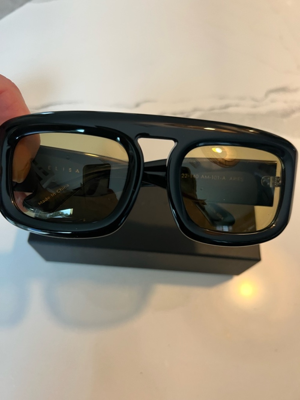 Elisa Johnson Aries Sunglasses in Gloss Black - Picture 2 of 7